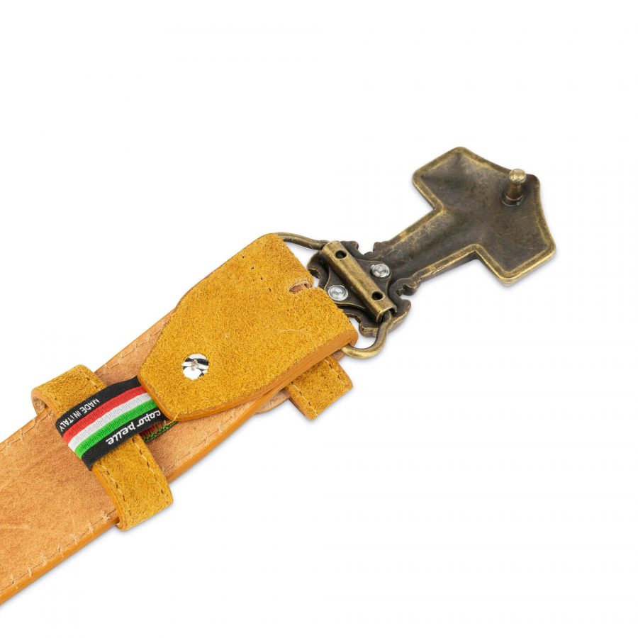 tan suede leather viking belt with bronze hammer buckle 4 0cm 28 44 65usd 4