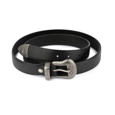 western belt with silver buckle black full grain leather 30 mm 28 40 55usd 1