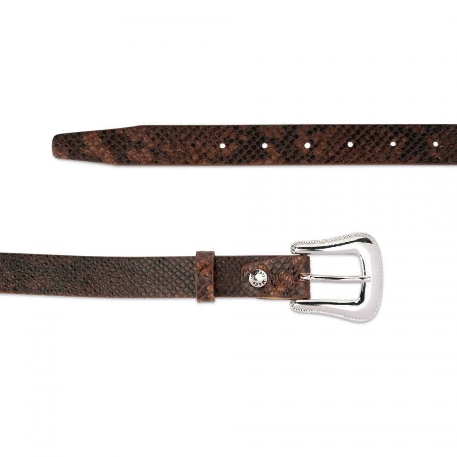 Buy Western Brown Snakeskin Belt | LeatherBeltsOnline.com