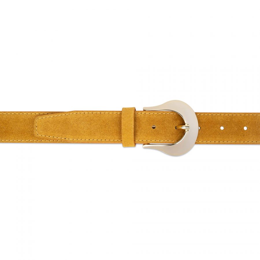 western suede tan belt with gold buckle 75usd 2