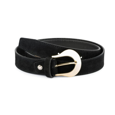 western womens black suede belt with gold buckle 75usd 1