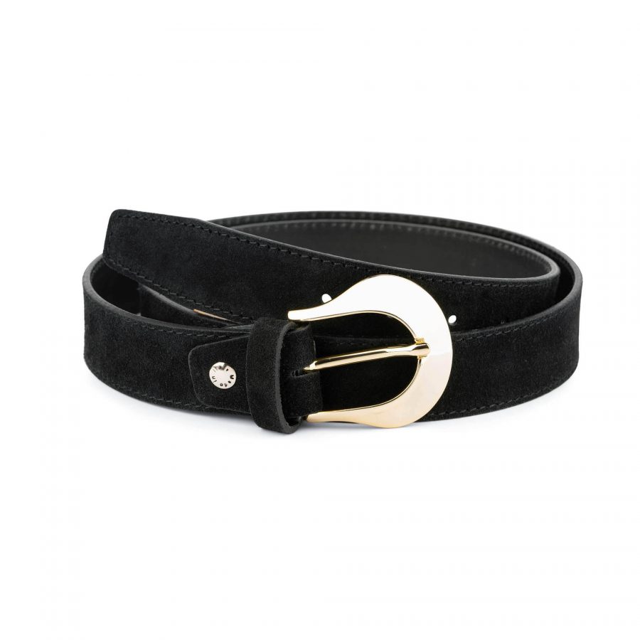 western womens black suede belt with gold buckle 75usd 1