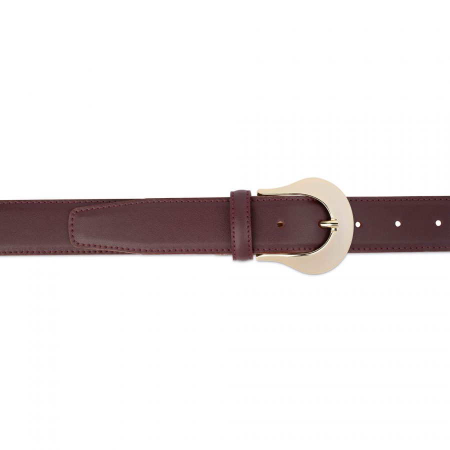 western womens burgundy belt with gold buckle 75usd 2