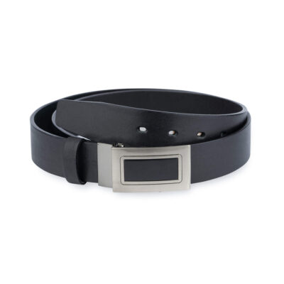 Dress Mens Belt With Buckle Black Full Grain Leather 1