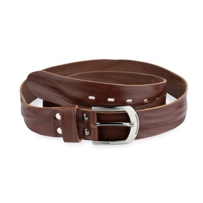 Mens Belt For Jeans Brown Full Grain Leather 1