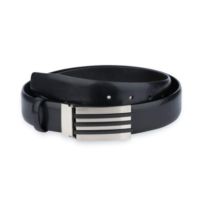Mens Belt For Suit Black Leather 3 5 Cm 1