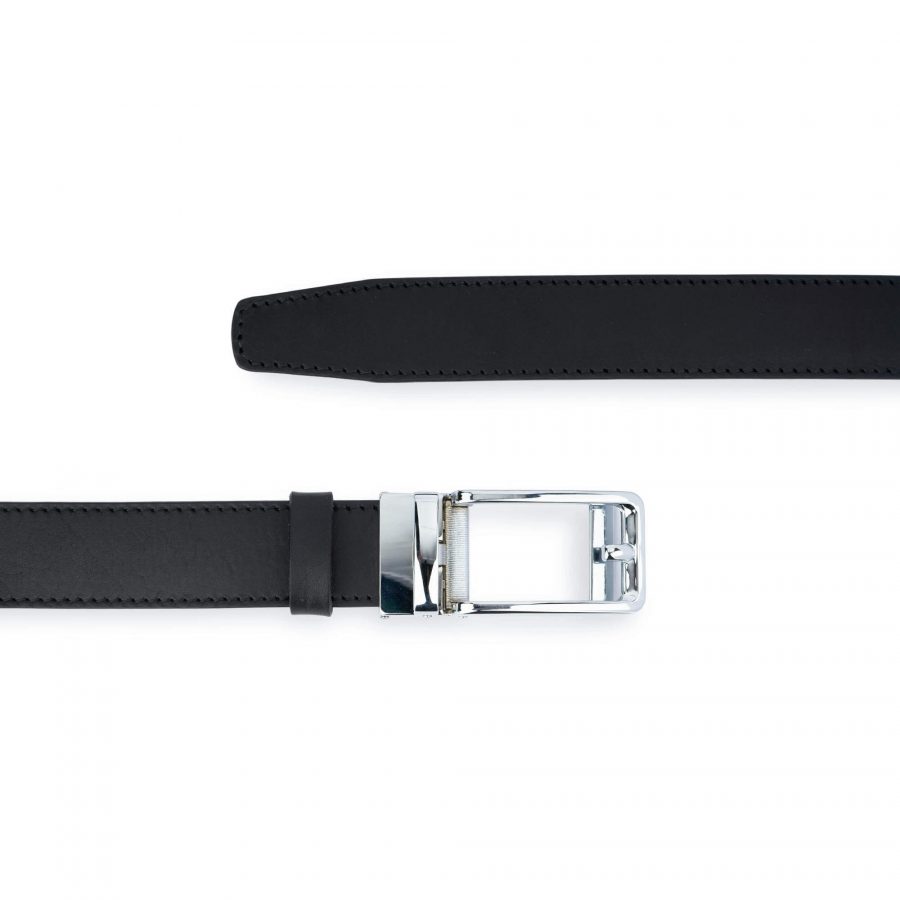 Buy Mens Black Click Belt Silver With Automatic Buckle | LeatherBelts