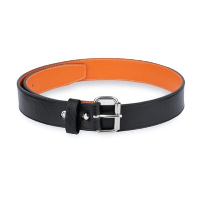 Mens Black Vegan Belt With Roller Buckle 1