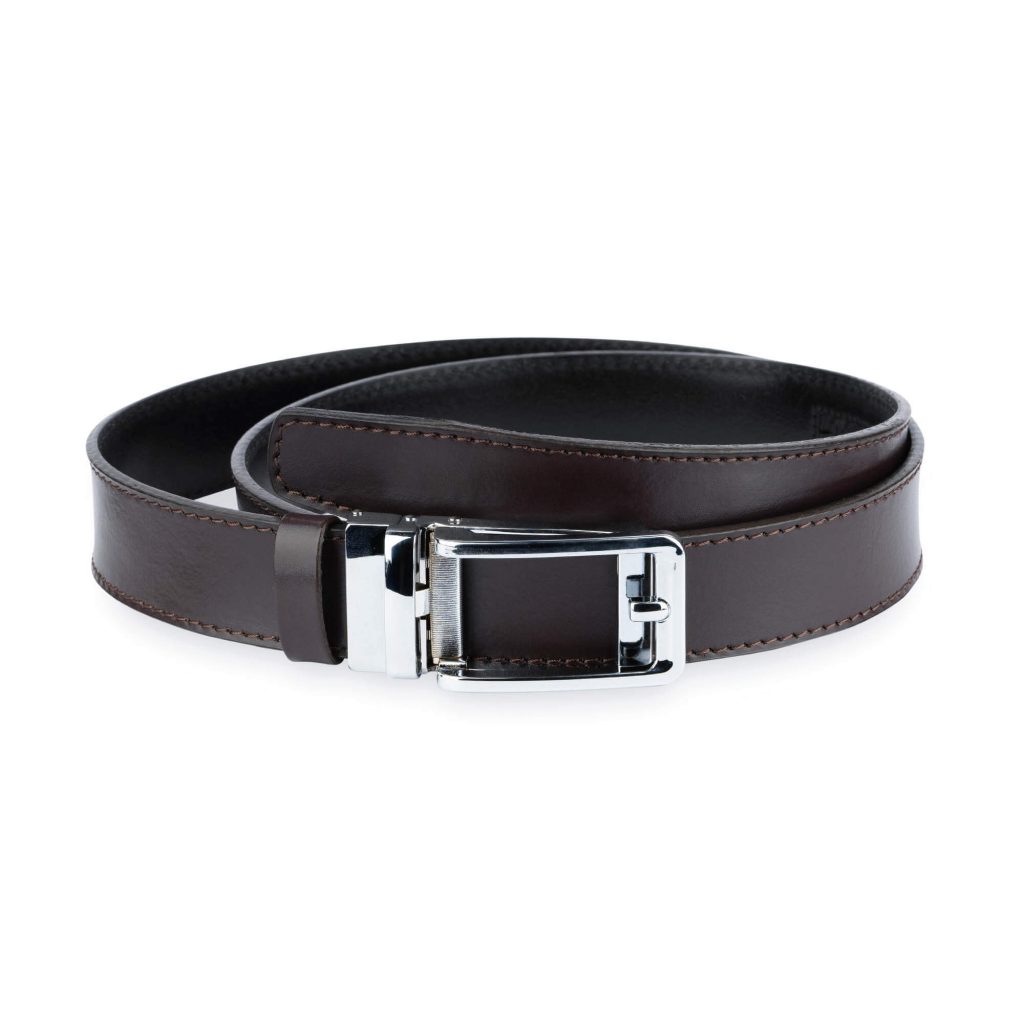 Buy Mens Brown Comfort Click Belt With Silver Buckle | LeatherBelts