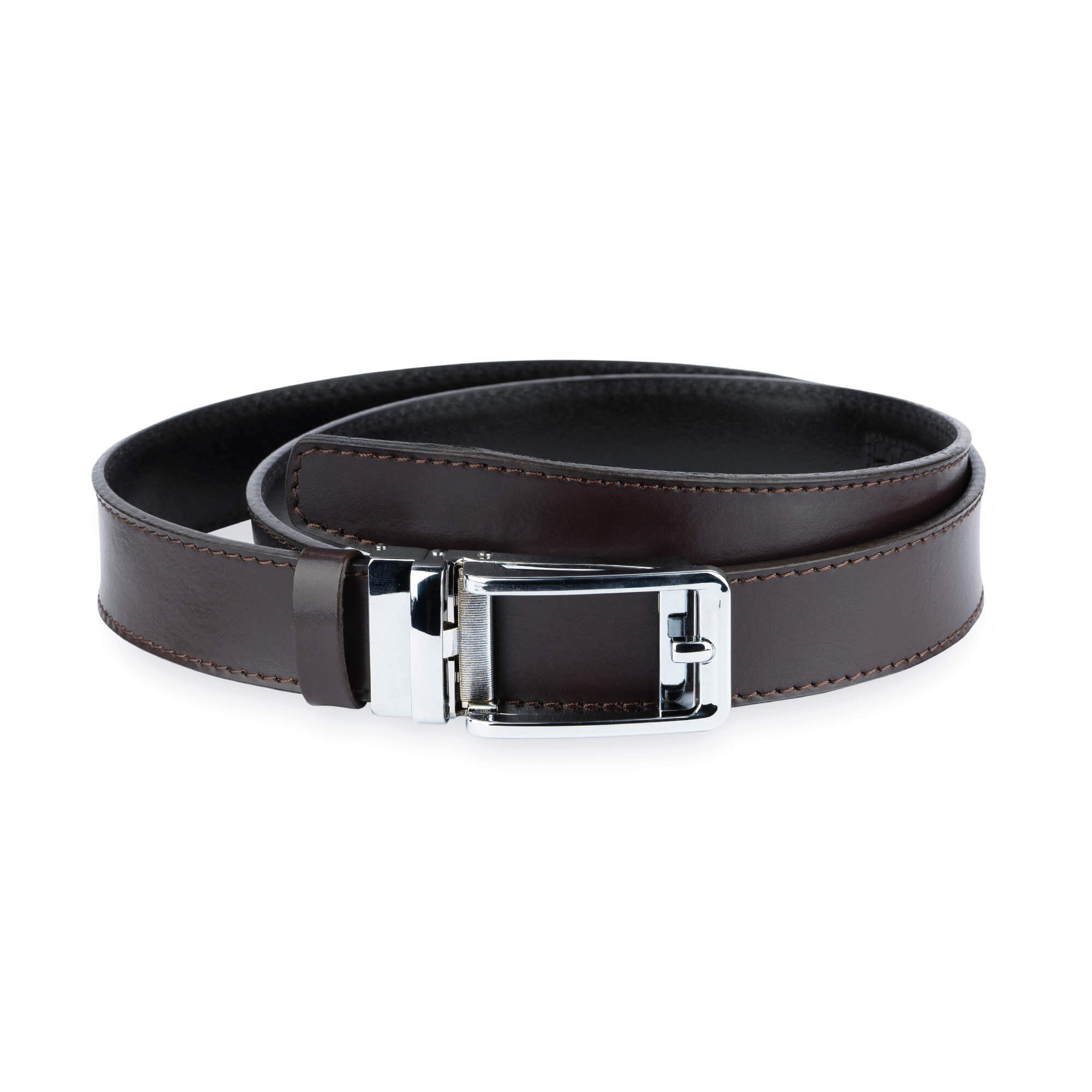 Buy Mens Brown Comfort Click Belt With Silver Buckle LeatherBelts