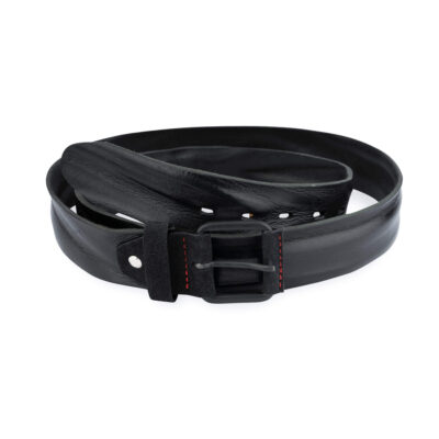 Mens Casual Belt For Jeans Black Full Grain Leather 1