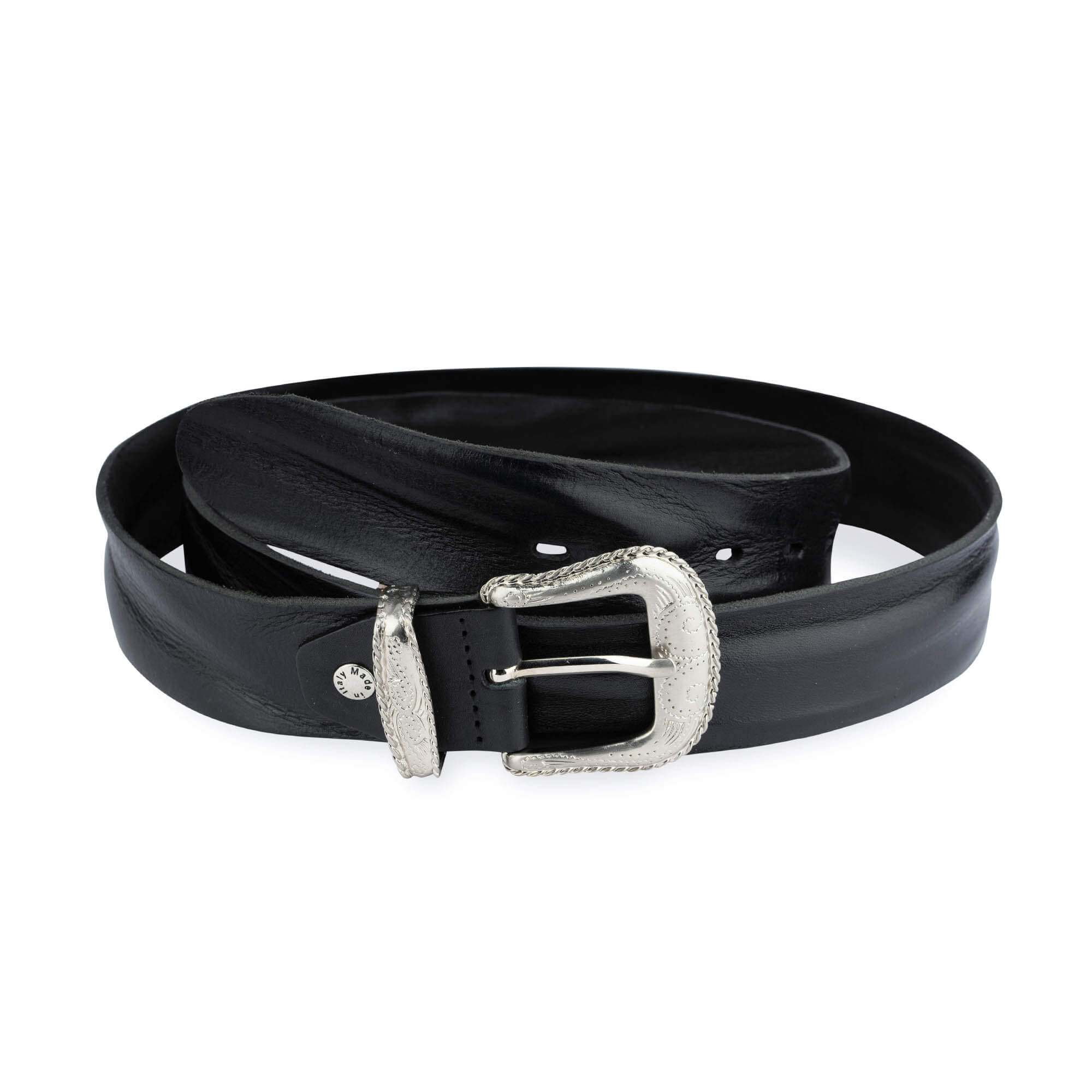 Buy Mens Cowboy Belts With Buckles | Black Full Grain 1.5 Inch | Capo
