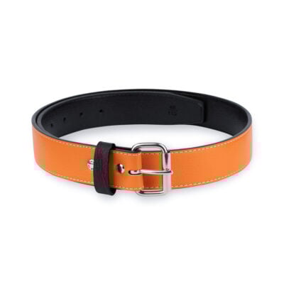 Mens Orange Vegan Belt With Stainless Steel Buckle 1