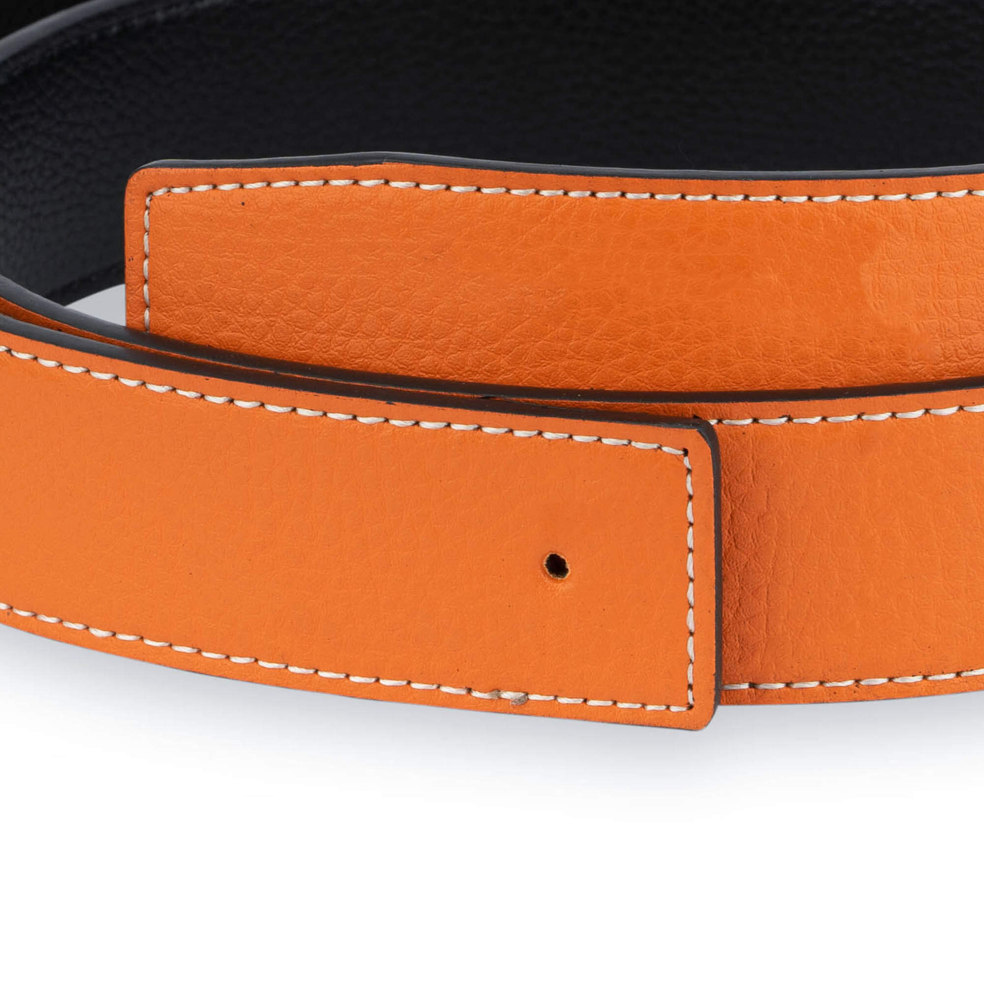 Orange Belt Mens Replacement Strap For Louis Vuitton Buckles Real Leather  35mm