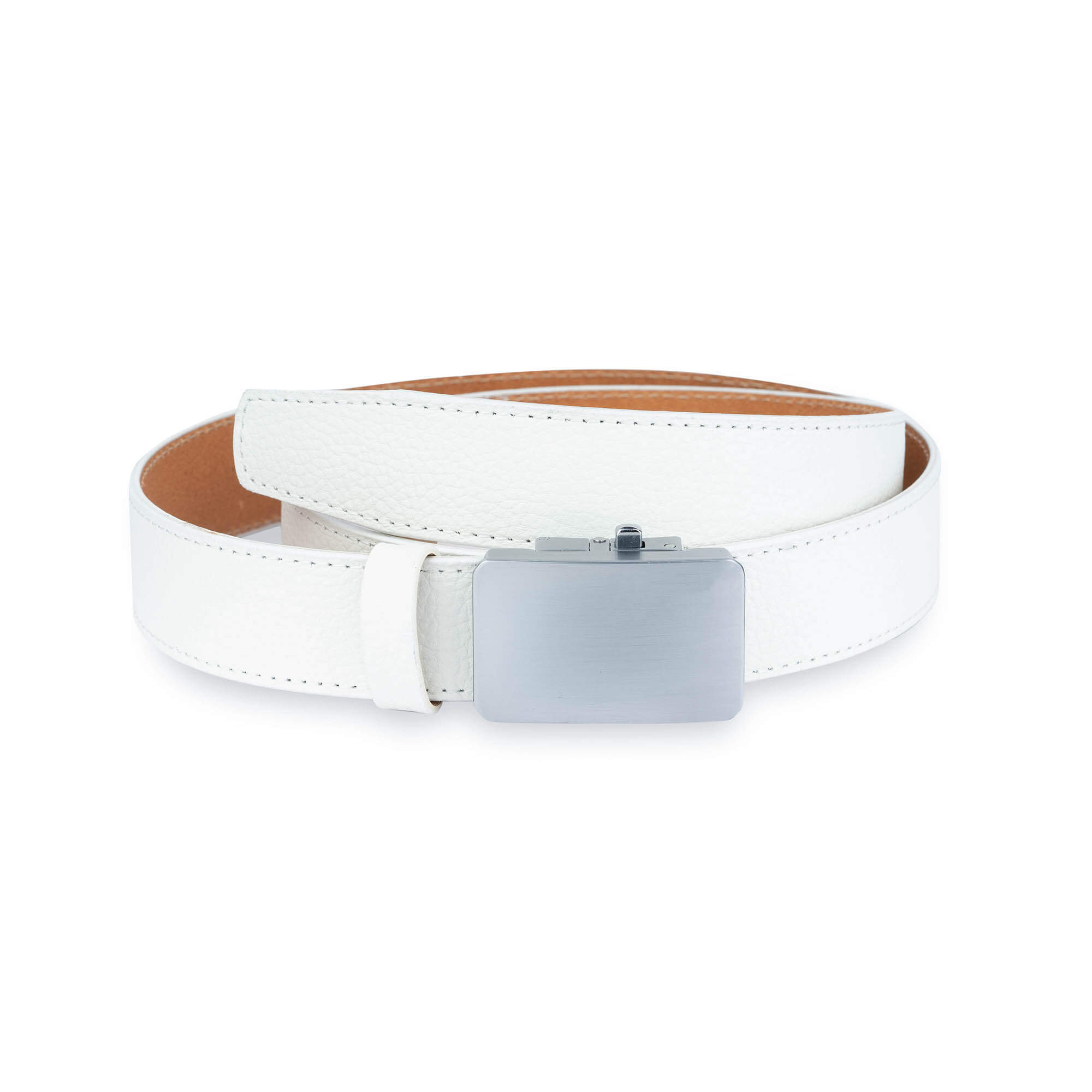 High Quality White Genuine Leather Mens Belts Gold Automatic