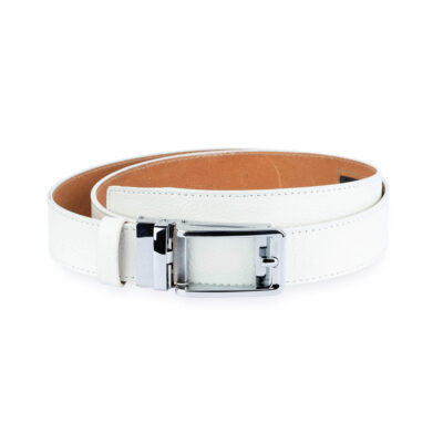 White Ratchet Mens Belt With Automatic Buckle 1