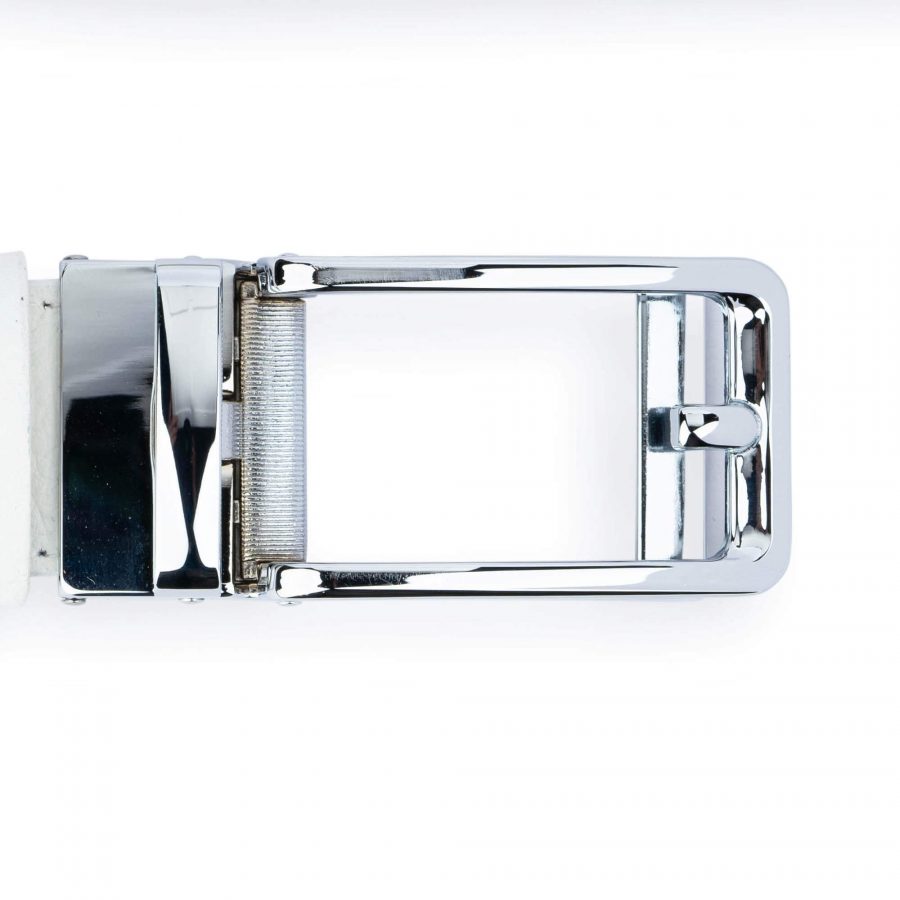 White Ratchet Mens Belt With Automatic Buckle 3