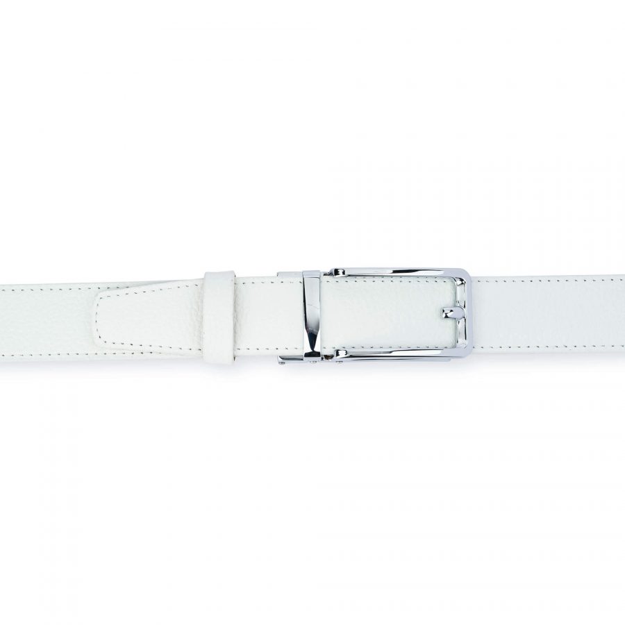 White Ratchet Mens Belt With Automatic Buckle 6