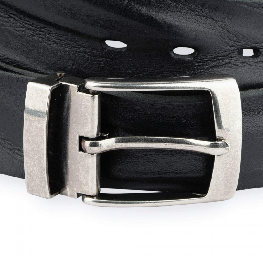 Wide Leather Belt For Men Jeans Black Full Grain 1 5 Inch 2