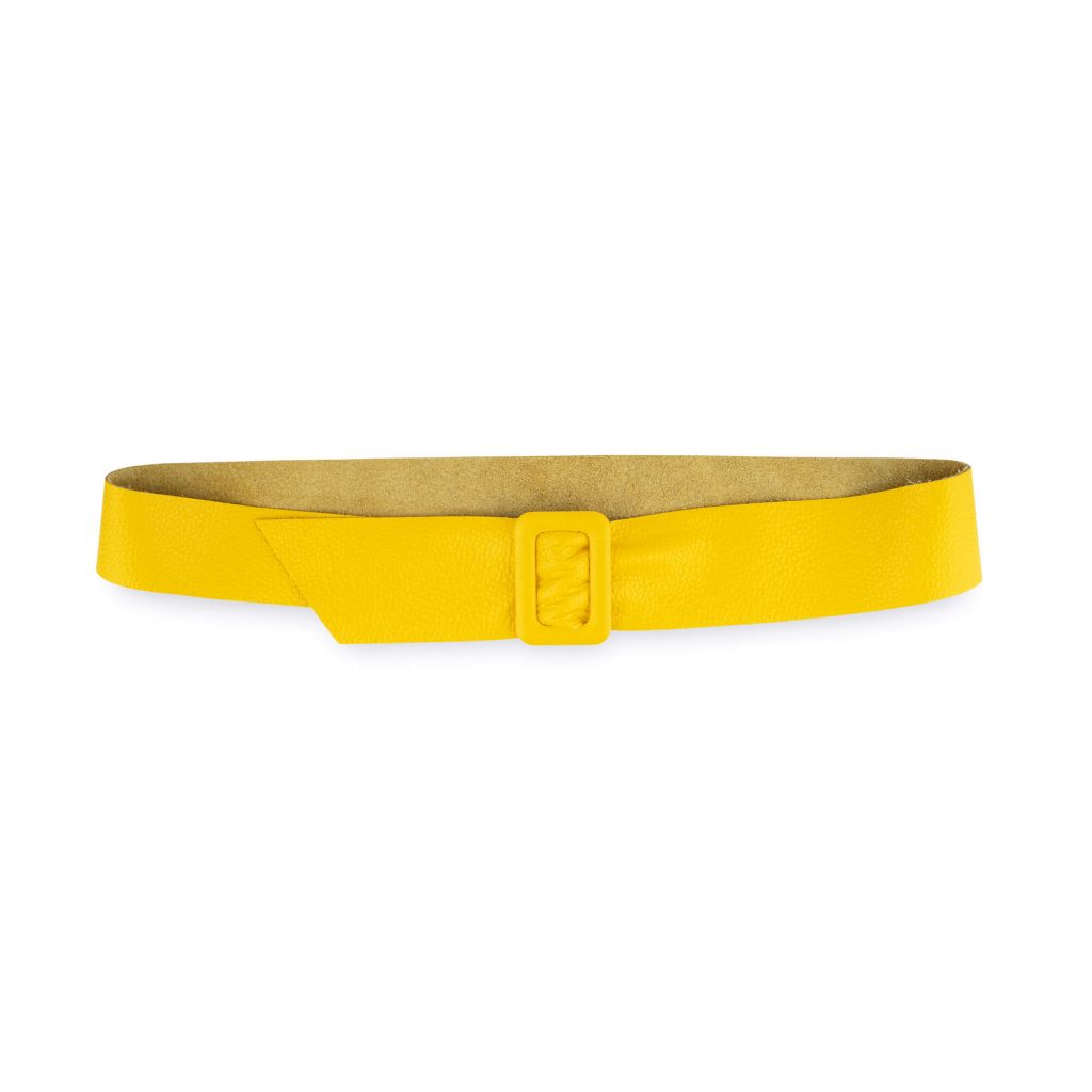 Buy Womens High Waist Belt With Rectangle Buckle Yellow Leather