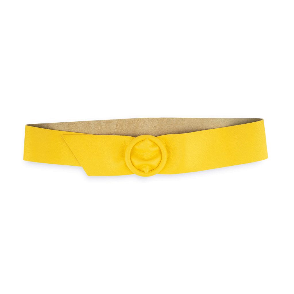 Longchamp Golden Yellow hotsell Pebbled Leather Women's Dress Waist Belt