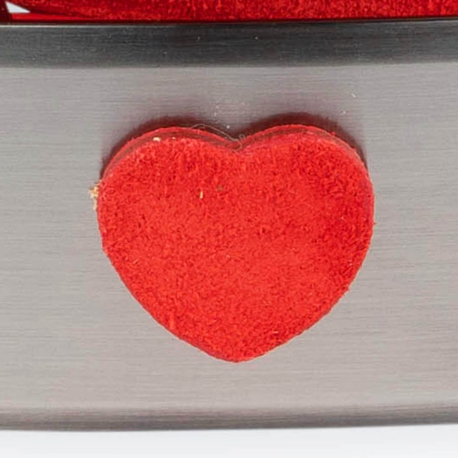 red suede belt with heart buckle 2