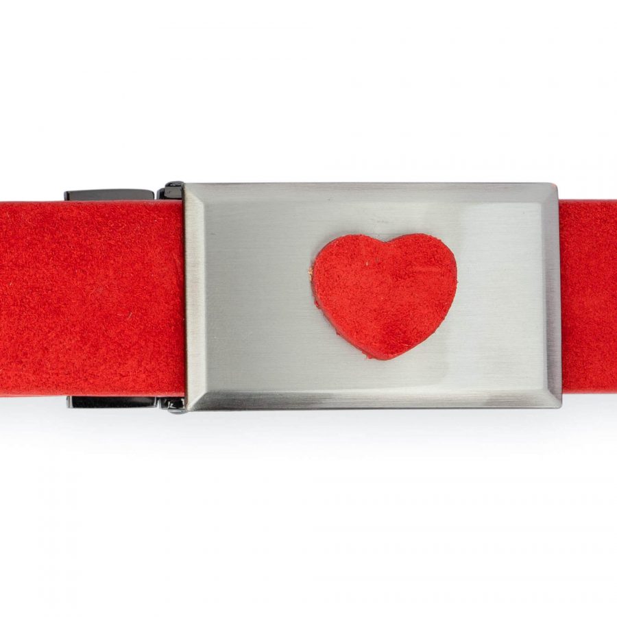 red suede belt with heart buckle 6