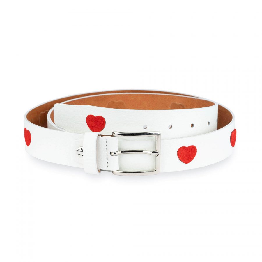 white leather belt with red hearts 1