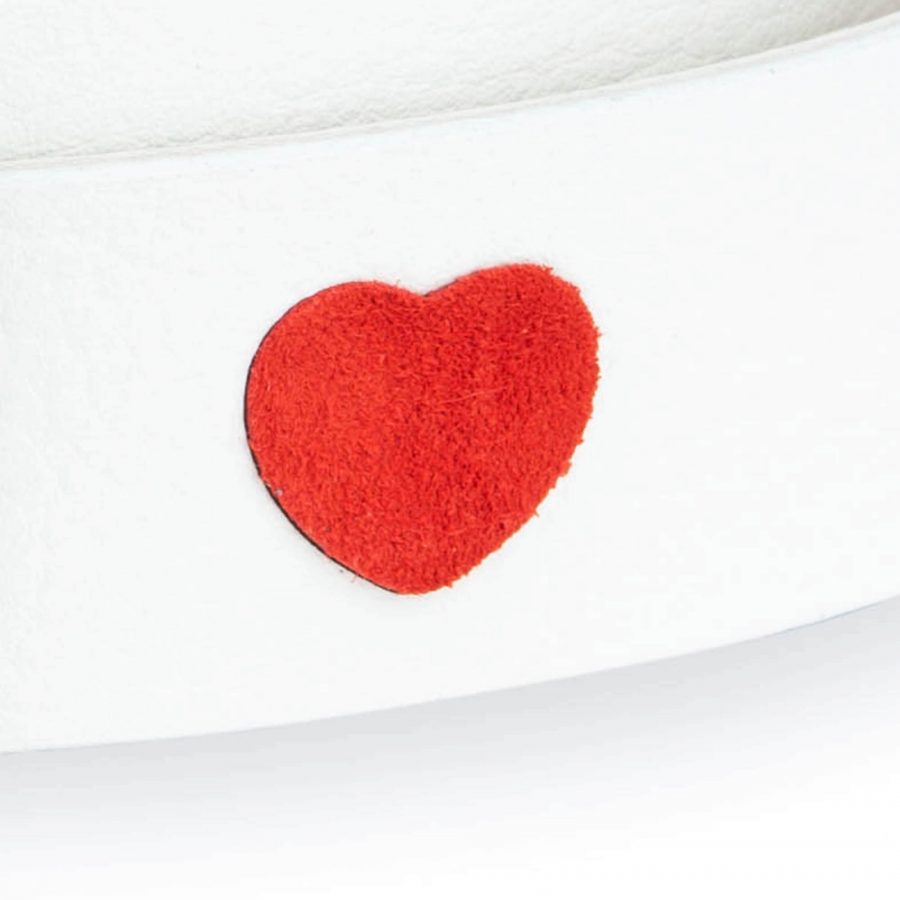white leather belt with red hearts 3