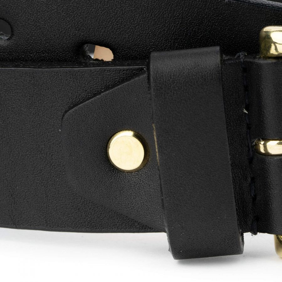black belt with brass buckle full grain leather 40 mm 2