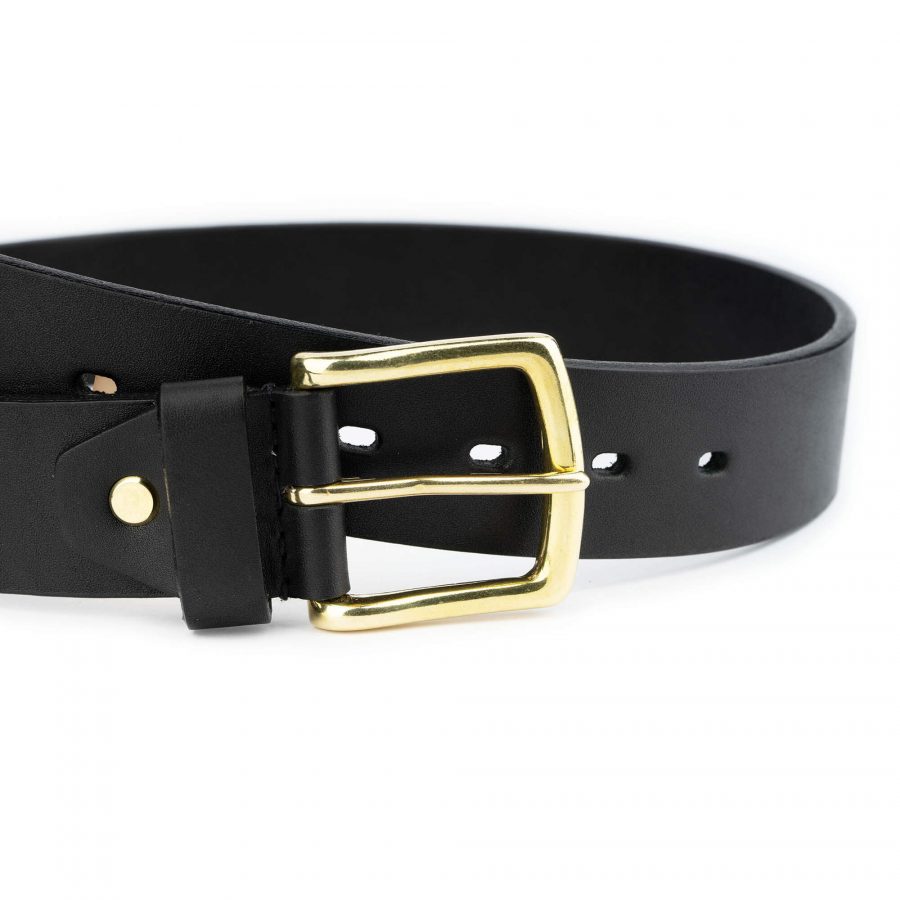 black belt with brass buckle full grain leather 40 mm 3