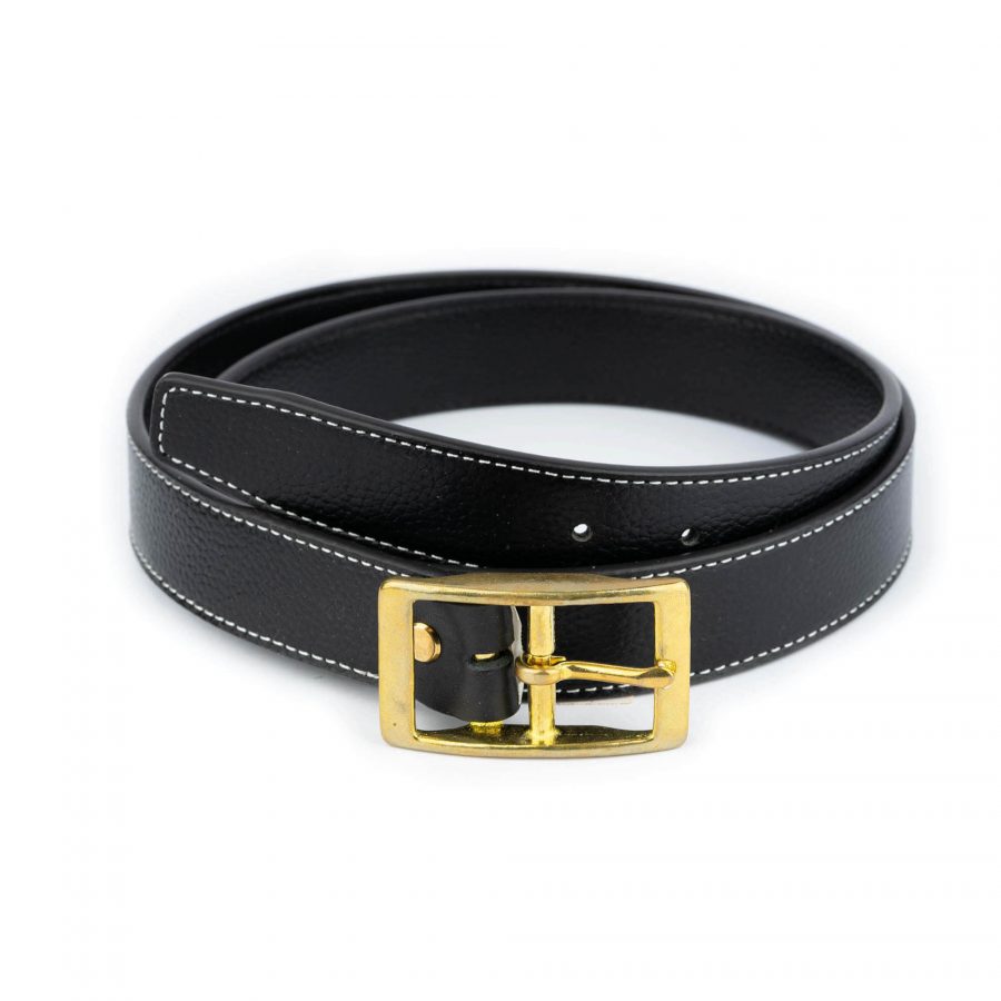 black leather belt with brass buckle 32 mm 28 38 usd55 1