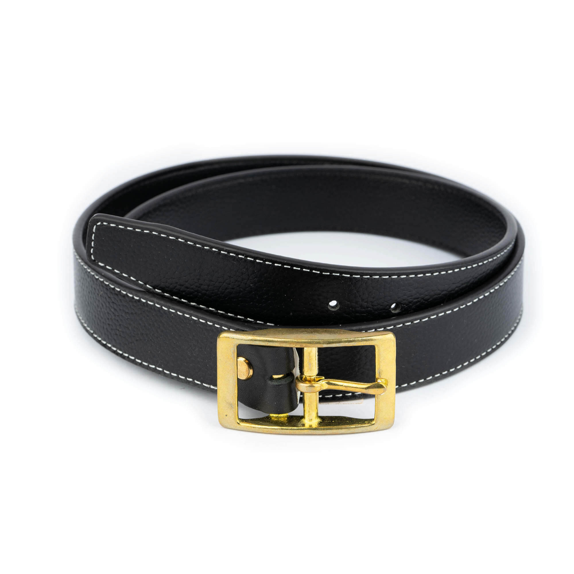 Buy Black Leather Belt With Brass Buckle 32 Mm
