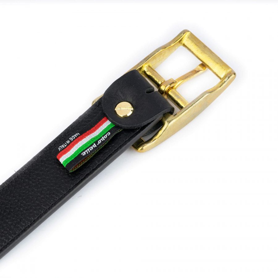 black leather belt with brass buckle 32 mm 8