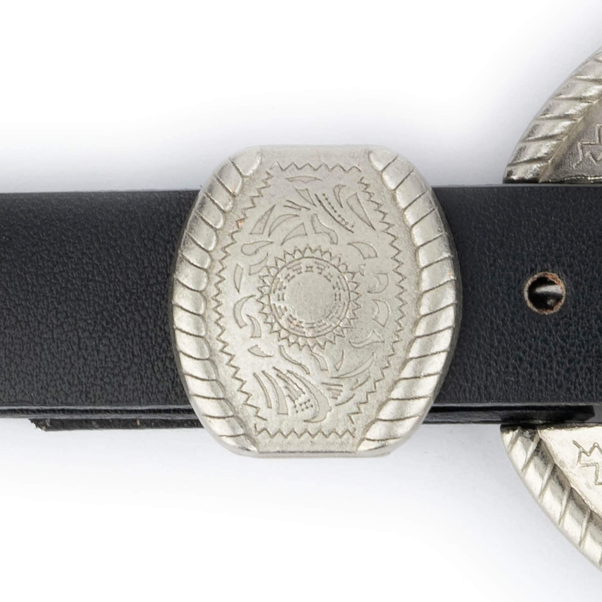 Western Belts for Women | Black Leather with Silver Buckle 42 / 105 cm - Black | Capo Pelle