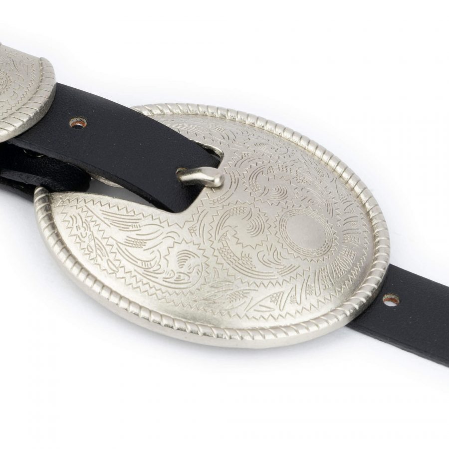 western belts for women black leather with silver buckle 17