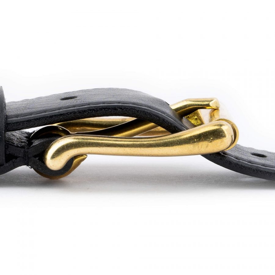 Gold Brass Buckle Belt Black Full Grain Leather 3 0 cm 10
