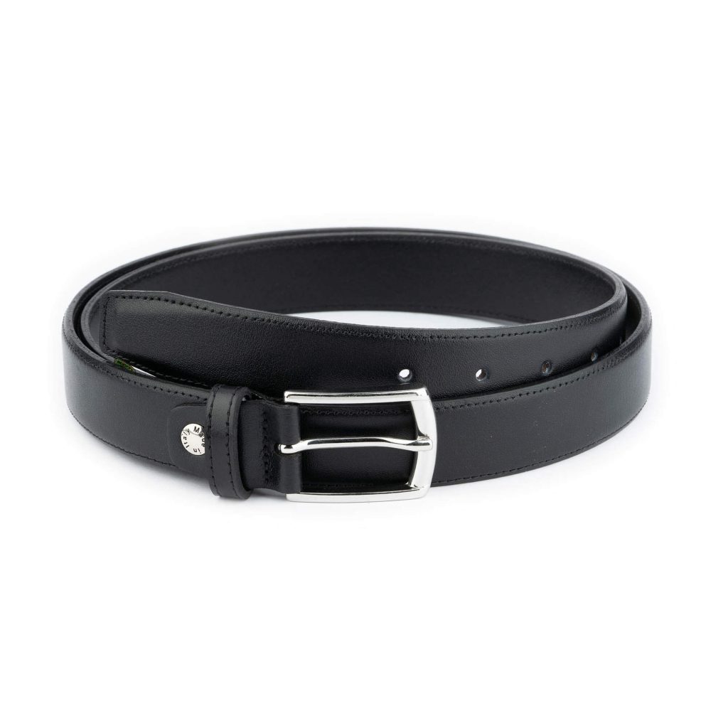 Black Black Dress Mens Belt With Buckle | LeatherBeltsOnline.com