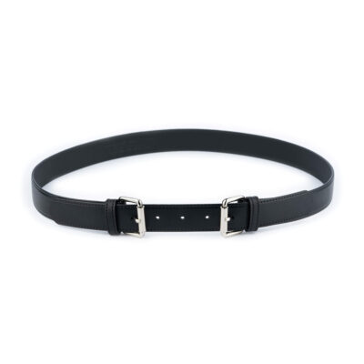 black double buckle belt full grain leather 3 0 cm 1