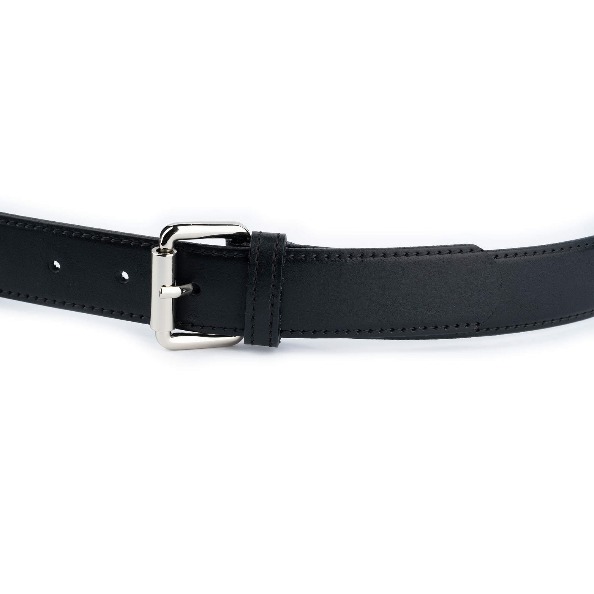 Buy Black Double Buckle Belt | Full Grain Leather 3.0 Cm | LeatherBelts