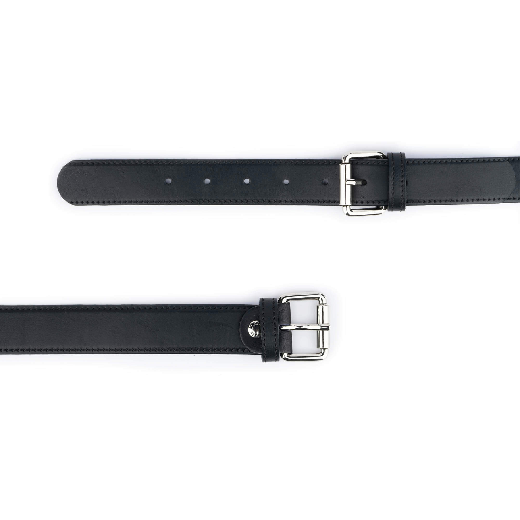 Buy Black Double Buckle Belt | Full Grain Leather 3.0 Cm | LeatherBelts