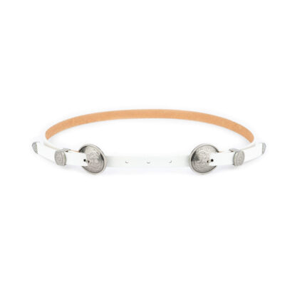 western double buckle belt womens white leather 1 5 cm 1