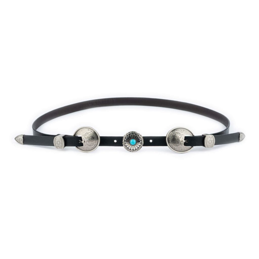 Statement Concho Belt- genuine leather Genuine Leather Concho Link Belt with Round Statement Buckle  main image 4