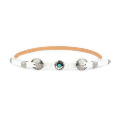 womens concho belt double buckle white real leather 1 28 40 usd85