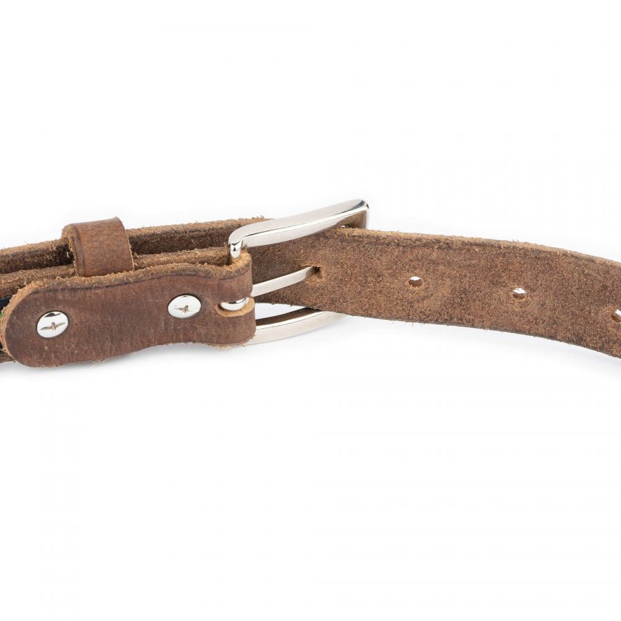 handmade leather belt with silver buckle brown full grain 5