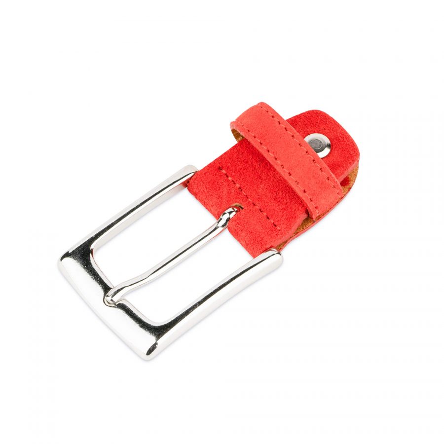 replacement belt buckle 30 mm red suede silver 1