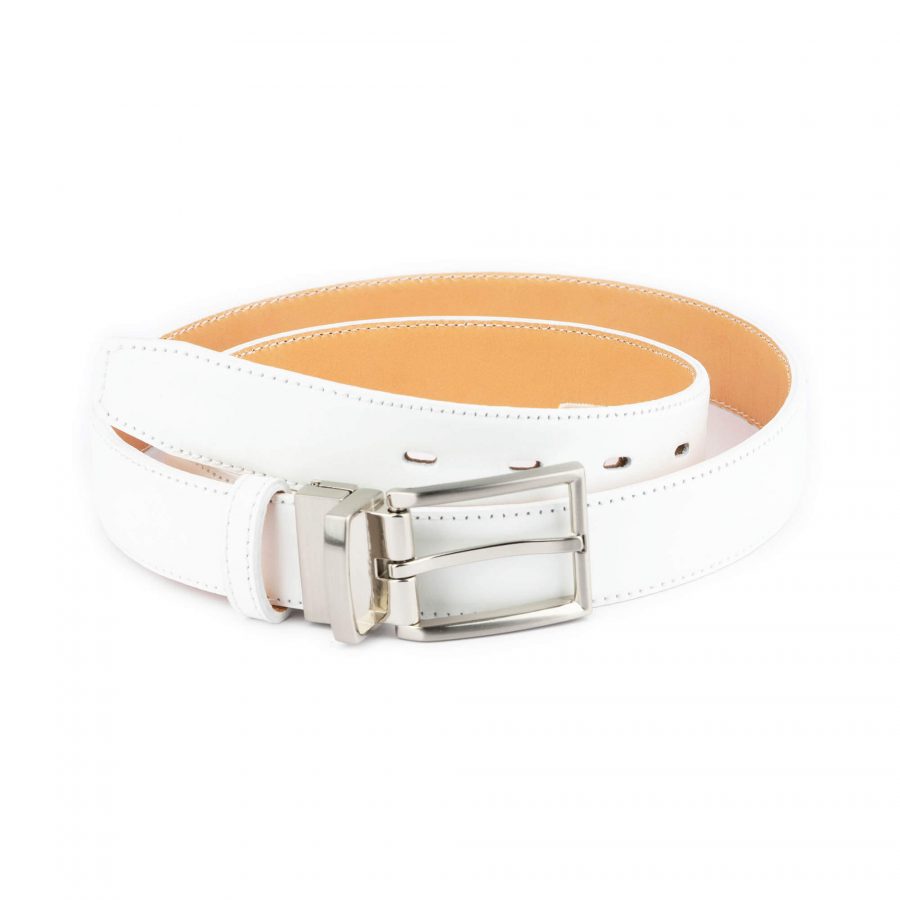 white belt mens with silver buckle 1 1 8 inch 1