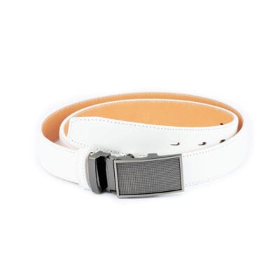 white ratchet mens belt 3 0 cm real leather 1