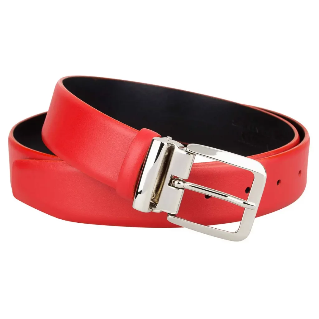 Buy Mens Red Belt With Nickel Silver Buckle | LeatherBeltsOnline.com