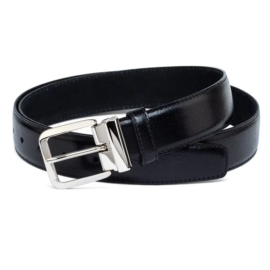 Black Smooth Leather Mens Belt 1
